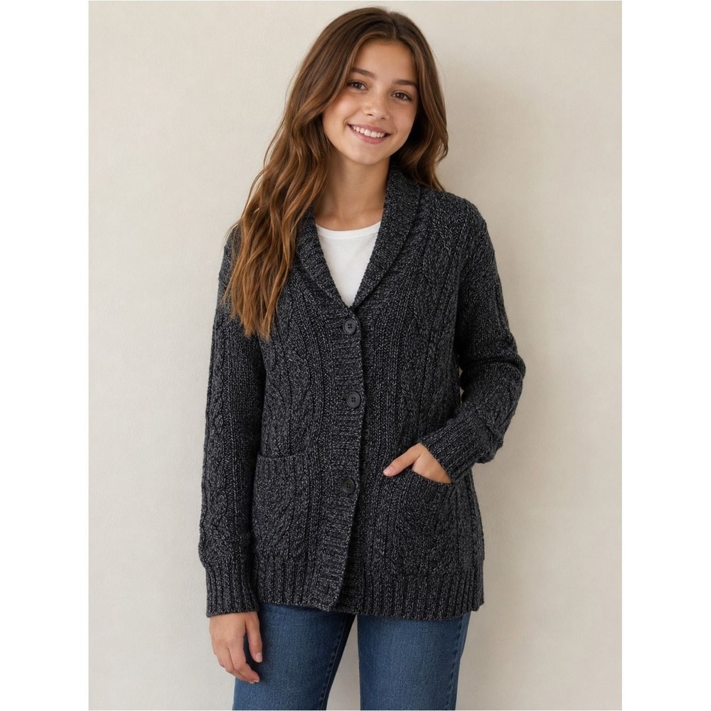 Pink Republic Girls Cable Knit Cardigan Sweater‎ Size 10 12 Gray NWT Cozy
